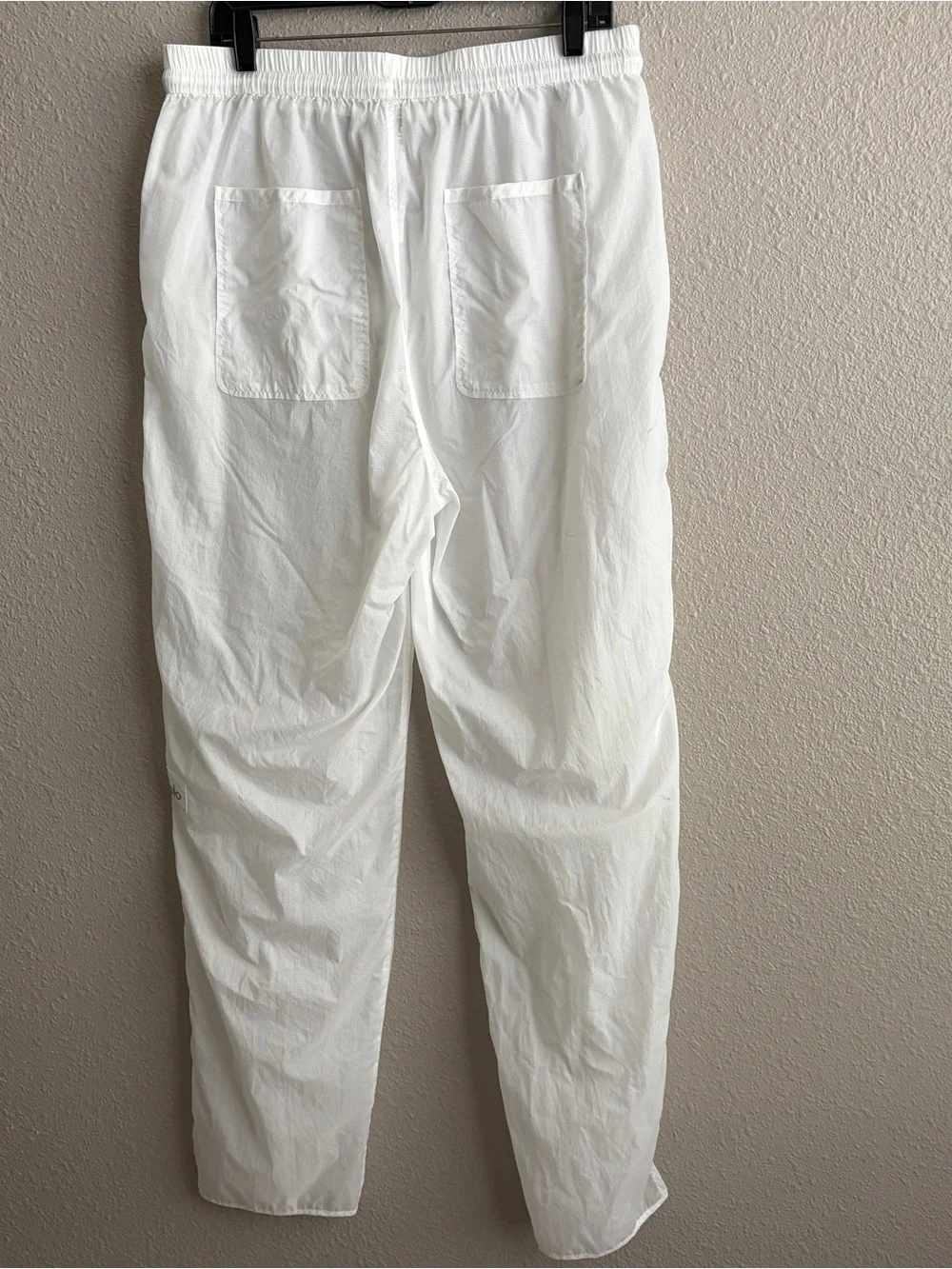 Alo Yoga White Cloud Nine Nylon‎ Sheer Wide Leg Drawstring Beach Pants